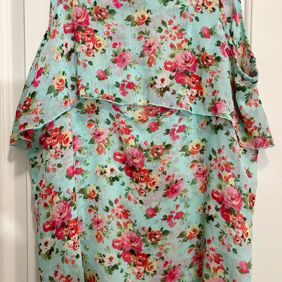 Floral Sleeveless Top - Pink and Green - Picture 4 of 6